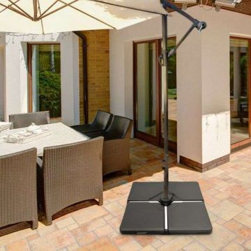 Outdoor umbrella base, 4 panels, Black, 96 × 96 × 7.5 cm