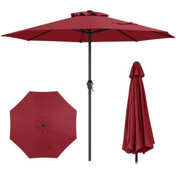 Outdoor Umbrella, 8 Ribs, Red, 8.5 × 8.5 × 7.4 ft