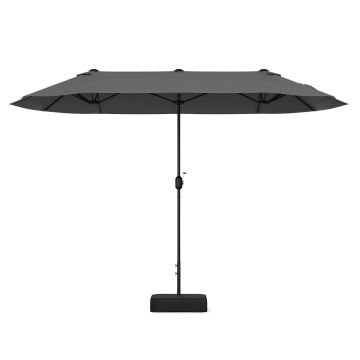 Outdoor Umbrella, Double Sided, 12 Ribs, Gray, 13 × 6.6 × 8 ft