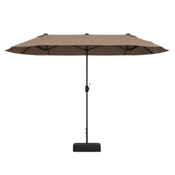 Outdoor Umbrella, Double-Sided, 12-Rib, Sand, 13 × 6.6 × 8 ft