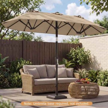 Outdoor umbrella, double-sided, 12 ribs, brown, 304.8 × 219.5 × 161.5 cm