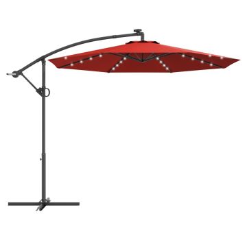 Outdoor umbrella, tilted, 24 LED lights, Red