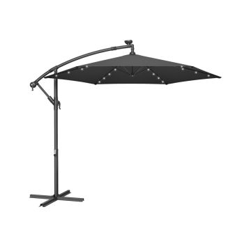 SONGMICS Outdoor Umbrella, 32 LED Lights, Gray