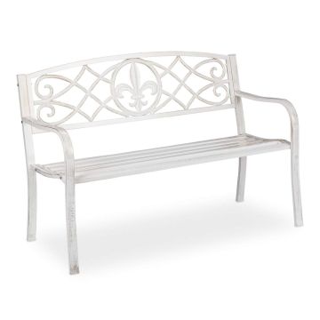 Lauko sodo suoliukas Relaxdays, 2 vietos, Balta, 127 × 86 × 57 cm