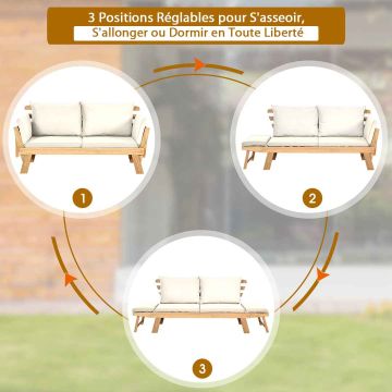 Outdoor sofa bed, adjustable, 198 × 75 × 75 cm