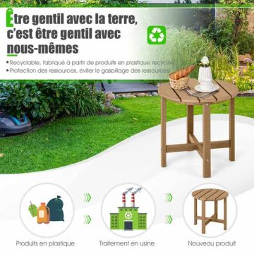 Outdoor Side Table, Round Table Top, Black/Grey/White/Teak