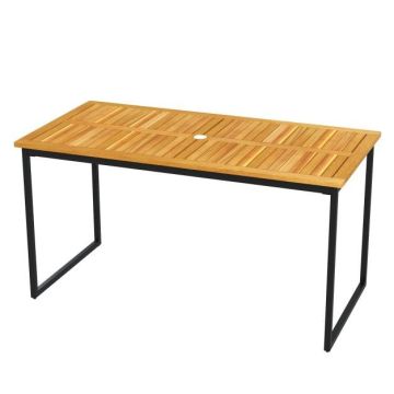 Outdoor table, With umbrella hole, Brown/black, 139.7 × 73.7 × 69.9 cm