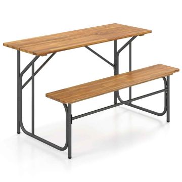 Outdoor table and bench set, 2-seater, 132 × 81.3 × 74.9 cm