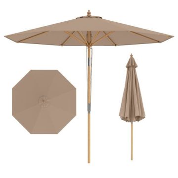 Outdoor table umbrella, 8 bamboo rods, Brown, 270 × 254 × 270 cm