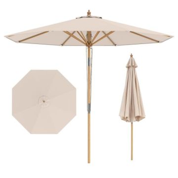 Outdoor table umbrella, 8 bamboo poles, Sand, 270 × 254 × 270 cm
