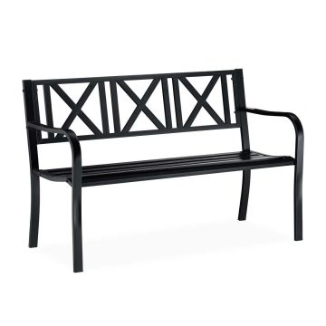 Lauko suolas Relaxdays, Dviem asmenims, Juodas, 127 × 81 × 56 cm
