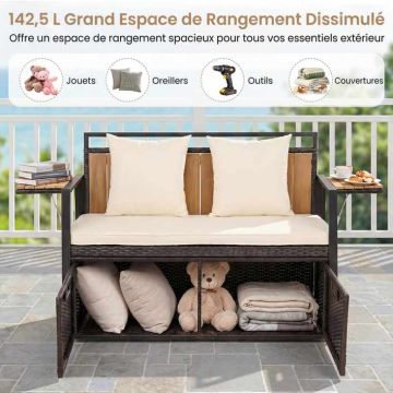 Lauko suolas su daiktadėže, 2 vietų, 142,5 l, Balta, 120 × 82 × 51 cm