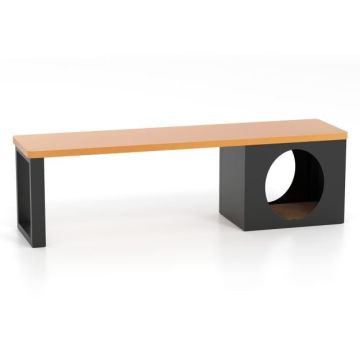 Lauko suoliukas, 3 vietų, su katės nameliu, 150 × 38 × 44 cm