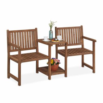 Lauko suoliukas Relaxdays 10038648.0, 2 vietų su 2 stalviršiais, 161 × 86 × 61 cm