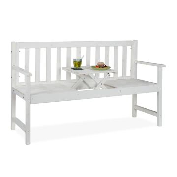 Уличная скамья Relaxdays 10038652.0, для максимум 3 человек, Белая, 152 × 90 × 56 см