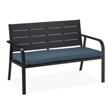 Lauko suoliukas Relaxdays, 2 vietų, Juoda/antracito, 118 × 78 × 66 cm