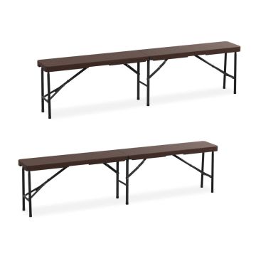 Lauko suolų komplektas Relaxdays 10049568_93, 2 vnt, Ruda/juoda, 180 × 43 × 25 cm