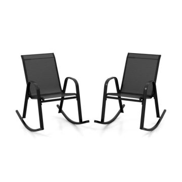 Outdoor rocking chairs, 2 pcs, Black, 91.44 × 86.36 × 62.23 cm