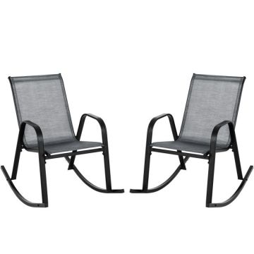 Outdoor rocking chairs, 2 pcs, Gray, 91.44 × 86.36 × 62.23 cm