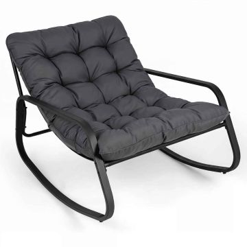 Outdoor rocking chair, with 13 cm cushion, Black/sand, 120 × 91 × 78 cm
