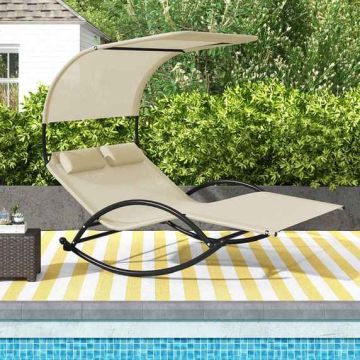 Outdoor swing bed, double, with 2 headrests, 182 × 165 × 137 cm