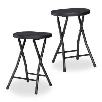Lauko taburetės Relaxdays 10049604_46, 2 vnt, Juoda, 46 × 31 × 30 cm