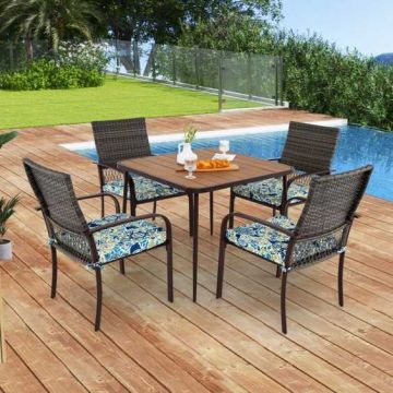 Outdoor dining set, 5-piece, Brown, 89 × 89 × 71.1 cm