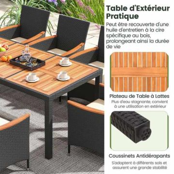 Outdoor dining set, 9 pieces, 8 chairs, 190 × 91 × 74 cm