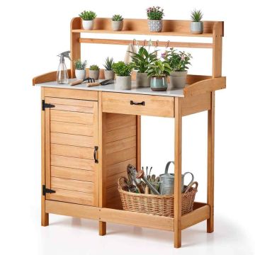 Outdoor planter bench-table VEVOR DS-PB014, 1 drawer, 1 cabinet, 112 × 46.5 × 125.5 cm