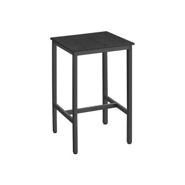Baro stalas su plieniniu rėmu 60 x 60 x 92 cm, medžio imitacijos juodos spalvos