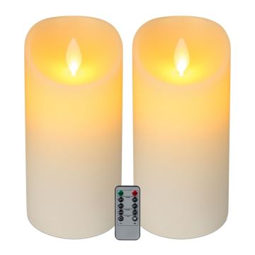 LED blokinių žvakių rinkinys Relaxdays, 2 vnt, Ø 10 × 24,5 cm