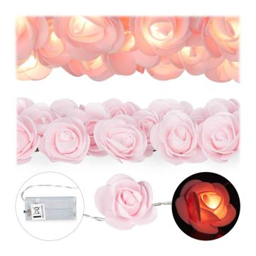 LED girlianda Relaxdays, 20 rožių, Rožinė