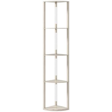 LED floor lamp, 4 shelves, Oak, 41 × 29.5 × 163.5 cm