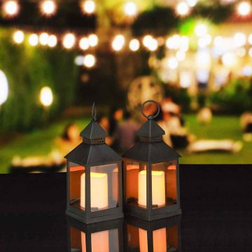 LED vėjo žibintai Relaxdays 10025432.0, 2 vnt, Balta/juoda/skaidri, 10 × 23 × 10 cm