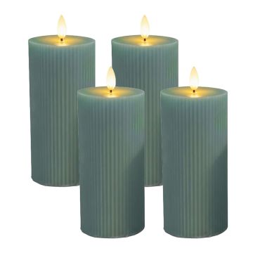 LED žvakės Relaxdays, 4 vnt, Žalios, Ø 7,5 × 18 cm