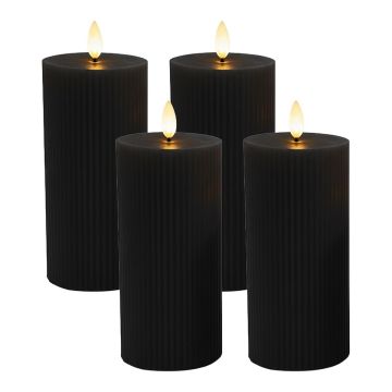 Набор LED-свечей Relaxdays, 4 шт, Чёрная, Ø 7,5 × 18 см