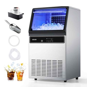 Ice maker VEVOR IMC9000F-UL, 59 kg/24 h, 15 kg capacity, 89 × 65.5 × 51 cm