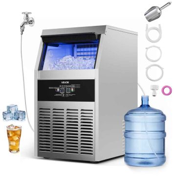 Ice maker VEVOR SSX100, 68 kg/24 h, 14 kg capacity, 49.5 × 72 × 40.5 cm