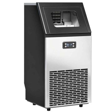 Ice cube maker, 45 kg/24 h, 11 kg capacity, Silver/black, 39 × 80 × 37 cm