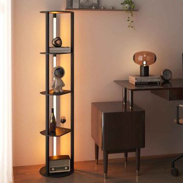 Напольный светильник со стеллажом, 4 полки, 4 LED-полосы, 35 × 163 × 30 см
