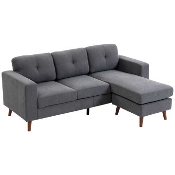 L-shaped corner sofa with reversible chaise longue, dark grey, 192x137x84 cm