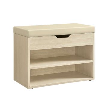 Скамейка для обуви с ящиком для хранения 30x60x44 см., светло-коричневая