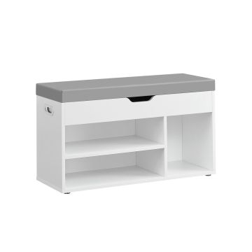Скамейка для прихожей 30x80x44см., белая/серая