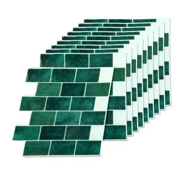 Lipnios sienų plokštės Relaxdays, 10 vnt, Žalia, 30 × 30 × 0,2 cm