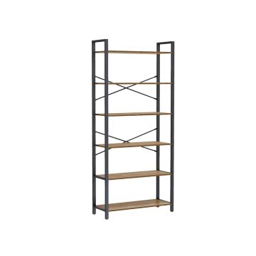 6-ярусная книжная полка 30 x 80 x 186 см, темный орех - черный