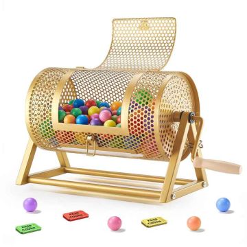 Lottery drum spinner VEVOR TY-0711-5.1, up to 2500 tickets, Gold, 34 × 23 × 17.7 cm