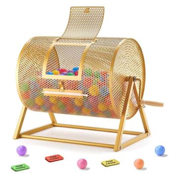 Lottery drum spinner VEVOR TY-1216-5.1, up to 5000 tickets, Gold, 46 × 39.6 × 30.2 cm