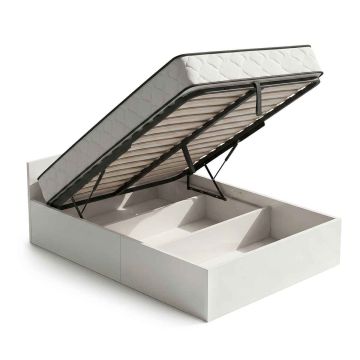 Bed, with mattress, white, 127 × 68 × 205 cm