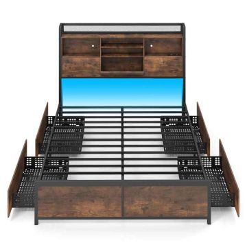 Lovos rėmas, RGB LED, 4 stalčiai, 220 × 113 × 143 cm