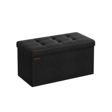 Suoliukas 76 cm sulankstomas su sandėliavimo talpa, juodos spalvos